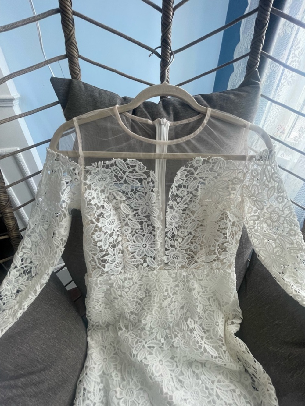 Ivory Lace Long Sleeve Midi Dress or wedding dress
